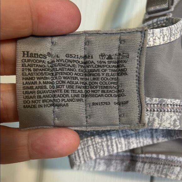 HANES Gray Heather Large Wireless Bra Soft Jersey Mesh Adjustable Lined - Picture 8 of 10